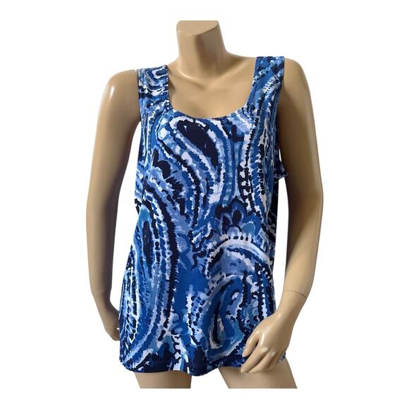Chico's Tops - Chicos Travelers Womens Size 3 XL Blue Abstract Stretch Sleeveless Tank Top